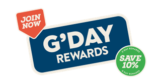 Save 10% with G'day Rewards