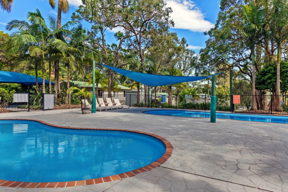 Ulladulla outdoor pools with shade and sun lounges